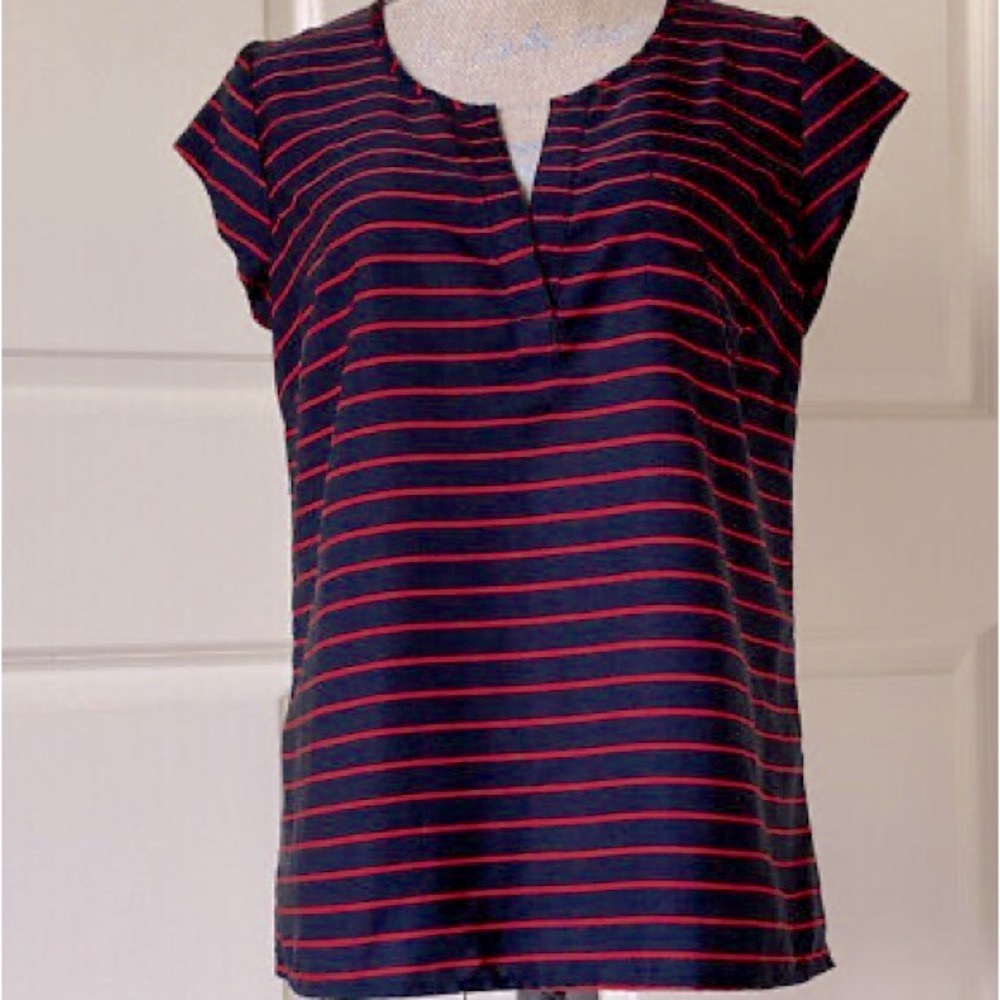 Banana Republic Womens Short Sleeves Striped Blouse small